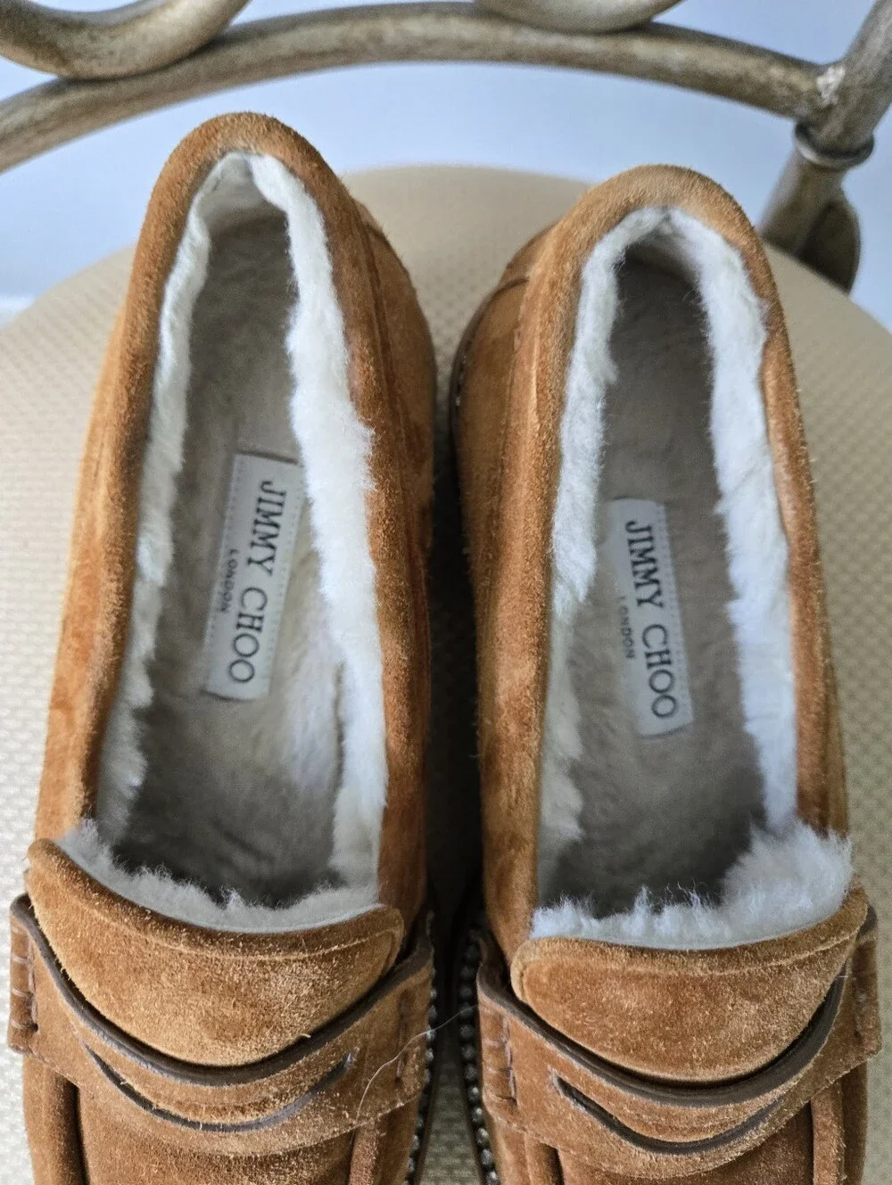 Jimmy Choo Brown Suede Crystal Embellishments Loafers, Size 39.5 - Picture 2 of 12